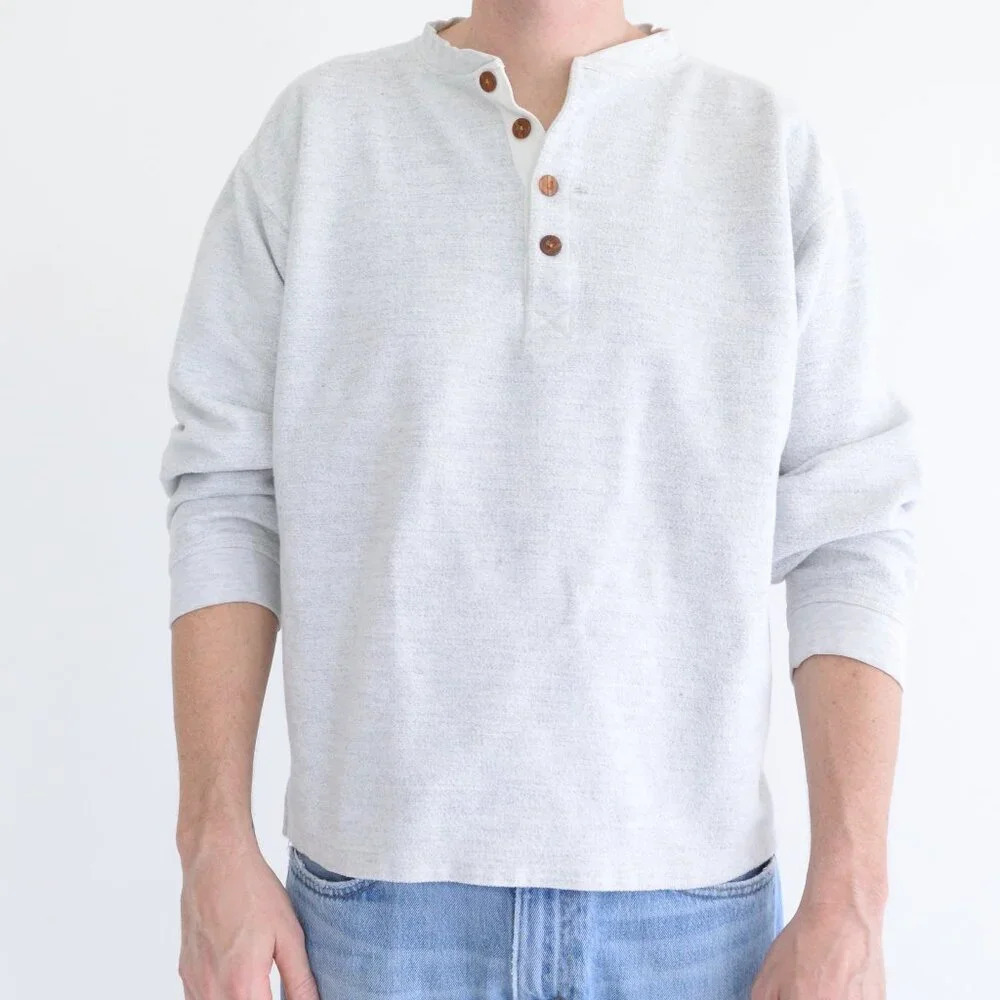 Vintage 90S  Gant Gray Button Up Collar Pull Over Sweater Size Large